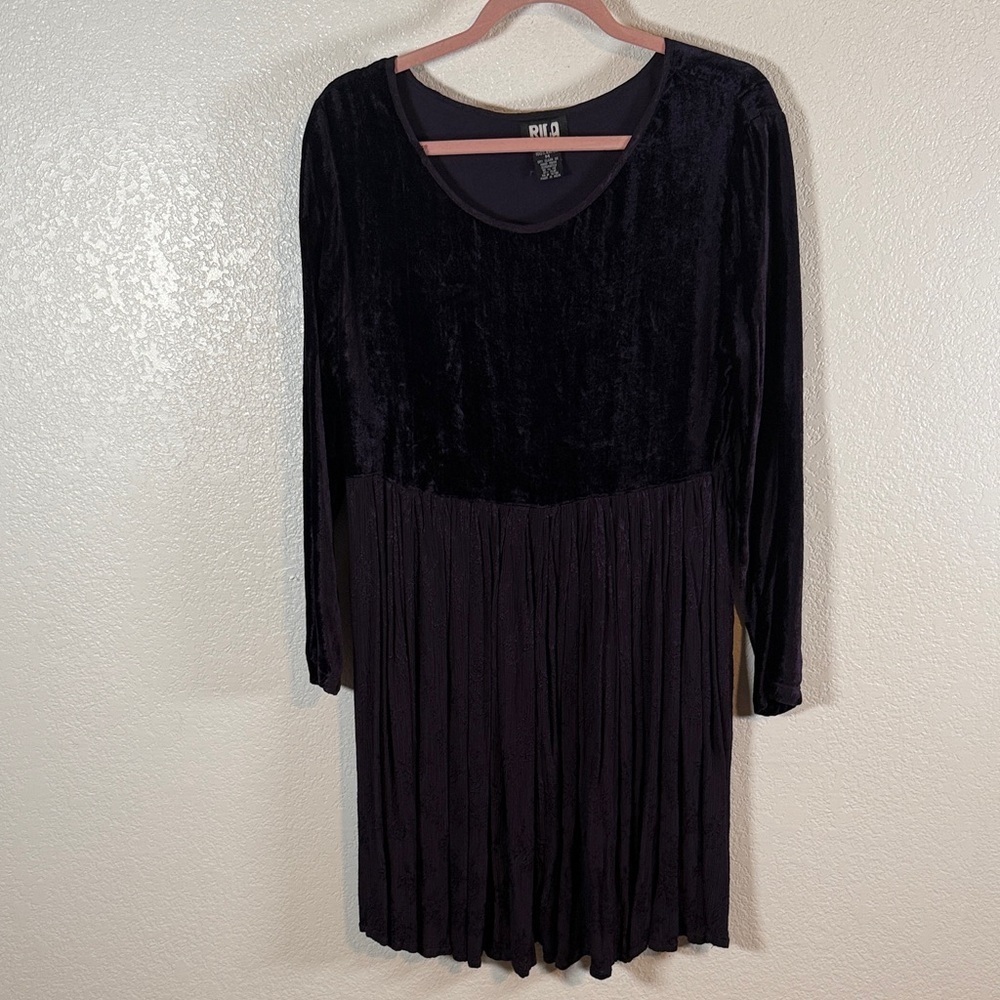 Bila Deep Purple Velvet & Crinckle Dress Witchy Whimsigoth 90s Size Medium